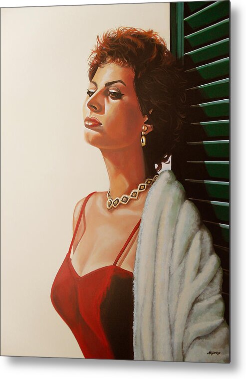 Sophia Loren Metal Print featuring the painting Sophia Loren by Paul Meijering