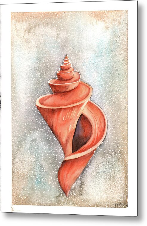 Seashell Metal Print featuring the painting Spiral Shell by Hilda Wagner