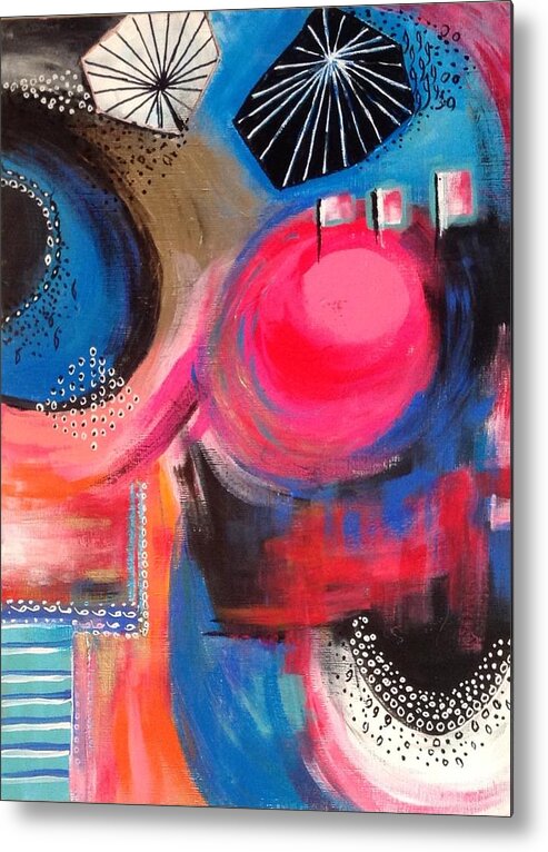 Abstract Metal Print featuring the painting Squiggles and Wiggles #1 by Suzzanna Frank