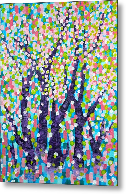 Trees Metal Print featuring the painting Magical trees by Wonju Hulse