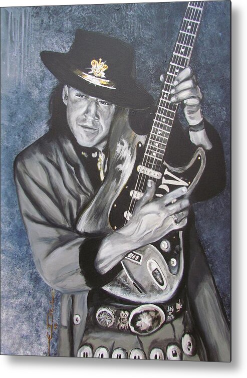 Stevie Ray Vaughan Metal Print featuring the painting SRV - Stevie Ray Vaughan by Eric Dee