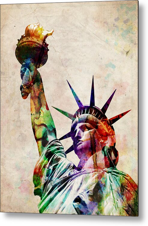 Statue Of Liberty Metal Print featuring the digital art Statue of Liberty by Michael Tompsett