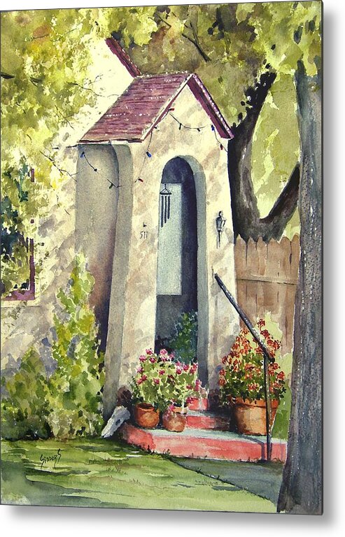 Door Metal Print featuring the painting Stephanie's Porch by Sam Sidders