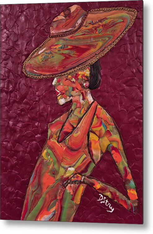 Portrait Metal Print featuring the mixed media Stepping Out by Deborah Stanley