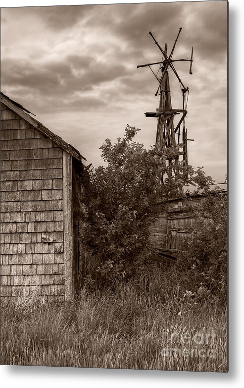 Old Metal Print featuring the photograph Stormclouds Over Abandoned Farm by Royce Howland