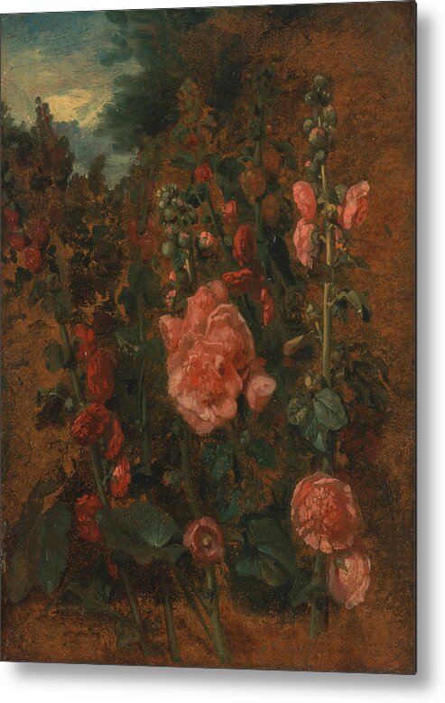 English Romantic Painters Metal Print featuring the painting Study of Hollyhocks by John Constable