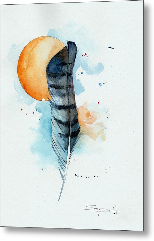 Watercolor Metal Print featuring the painting Sunfeather by Sean Parnell