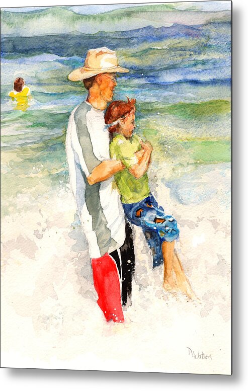 Beach Metal Print featuring the painting Surf Play by Nancy Watson