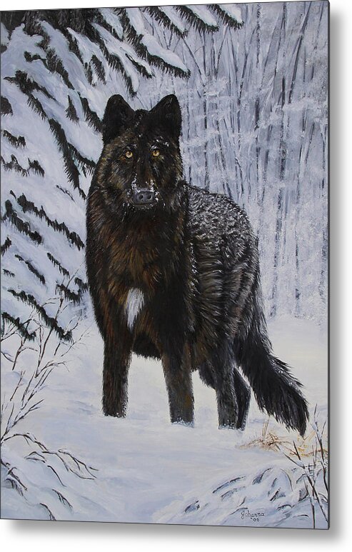 North American Wildlife Metal Print featuring the painting Surprise Encounter by Johanna Lerwick