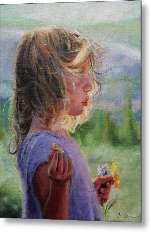Little Girl Metal Print featuring the painting Sylvia by Emily Olson