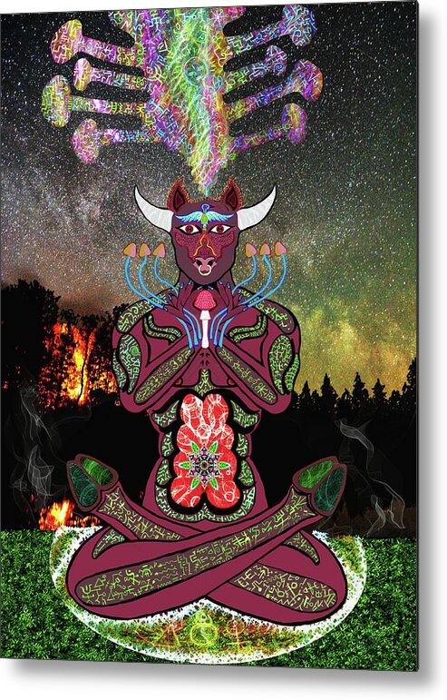 Zodiac Metal Print featuring the digital art Taurus -Psychedelic Zodiac by Myztico Campo