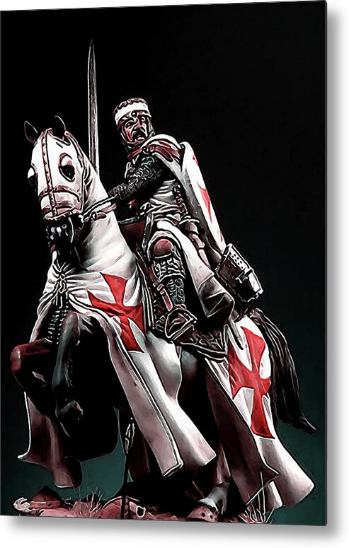 Templar Sergeant Metal Print featuring the painting Templar Knight, Red Cross - 02 by AM FineArtPrints