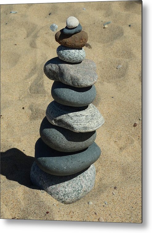 Cairn Metal Print featuring the photograph Ten Stacked Stones by David T Wilkinson