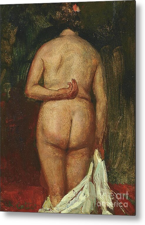 Nude Metal Print featuring the painting The back of the nude by Charles Cottet
