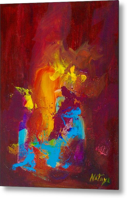 Abstract Metal Print featuring the painting The Gathering by Nataya Crow