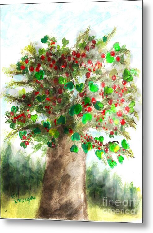 Tree Metal Print featuring the painting The Holy Oak Tree by Laurie Morgan