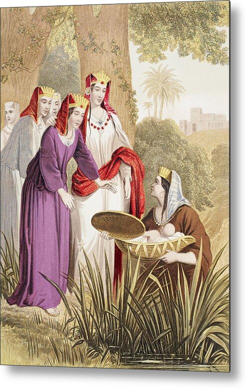 Baby Metal Print featuring the drawing The Infant Moses Is Found In The by Vintage Design Pics