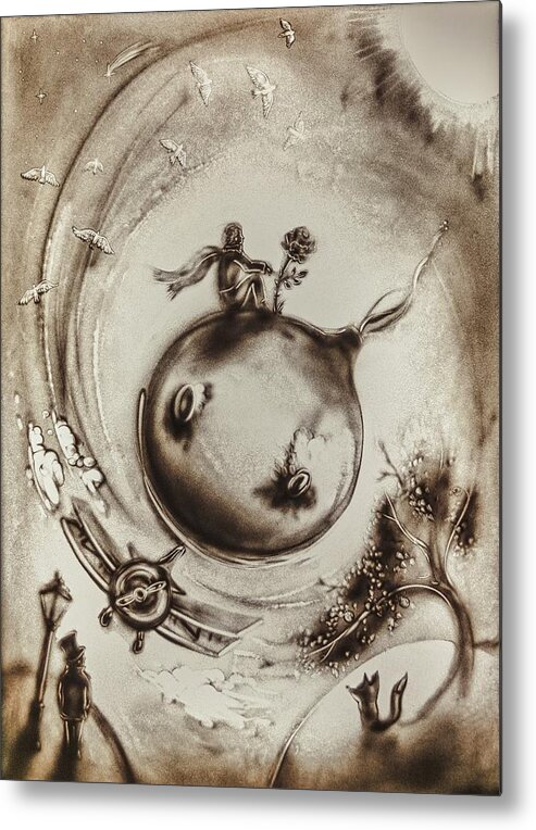 The Little Prince Metal Print featuring the painting The Little Prince by Elena Vedernikova