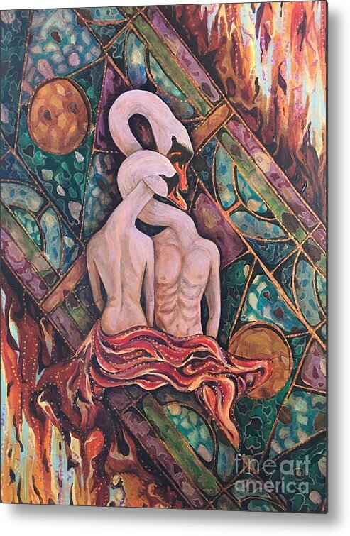 Swans Metal Print featuring the painting The Lovers by Linda Markwardt