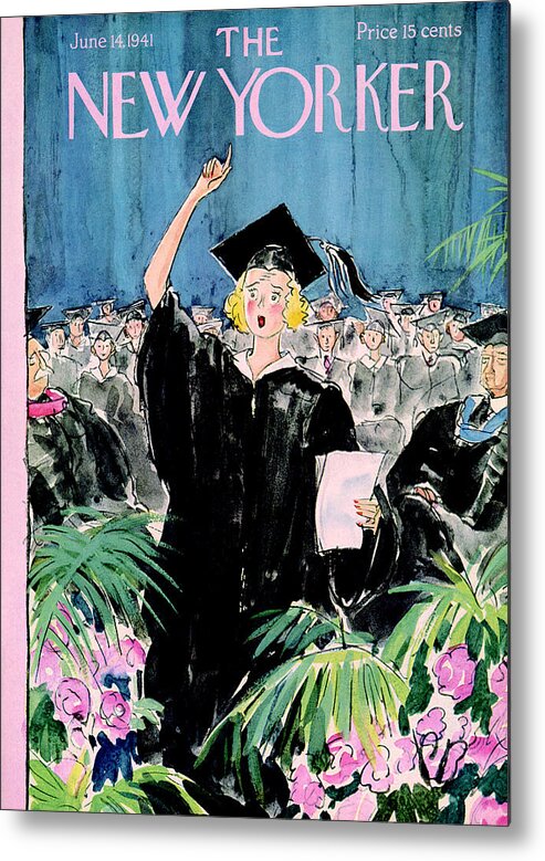 Graduation Metal Print featuring the painting New Yorker June 14, 1941 by Perry Barlow