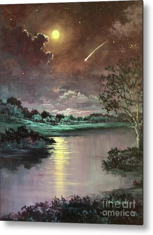 Stars Metal Print featuring the painting The Silence of A Falling Star by Rand Burns