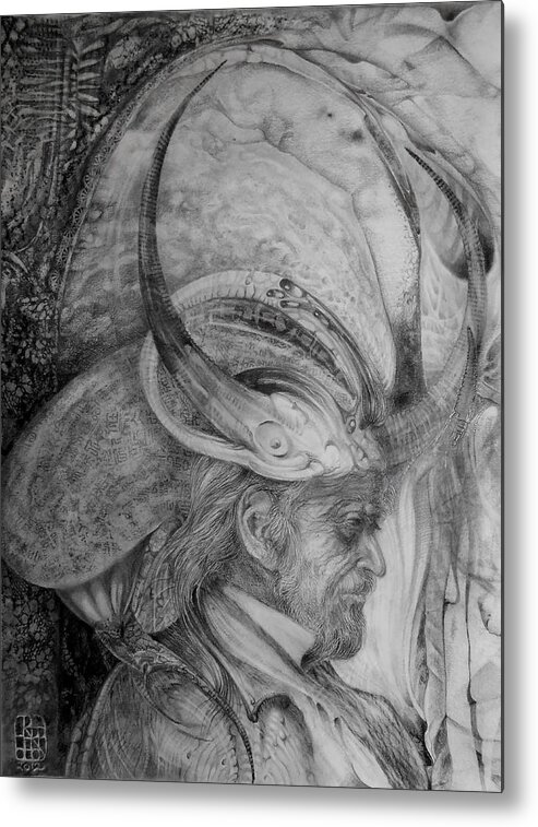 Drawing Metal Print featuring the drawing The Wizard Of Earth-sea by Otto Rapp