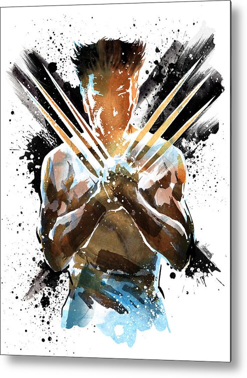 The Wolverine Metal Print featuring the painting The wolverine - superhero by Unique Drawing