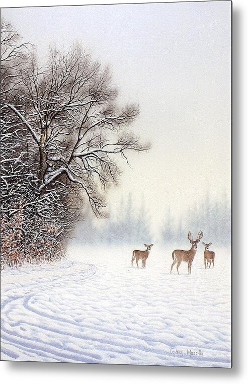 Landscape Metal Print featuring the painting Three is Company by Conrad Mieschke