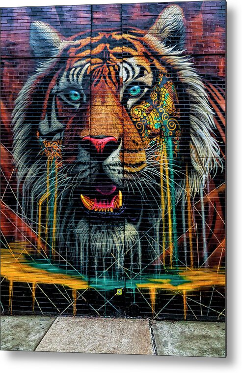 Tiger Portrait Street Art NYC Metal Print by Robert Ullmann - Pixels