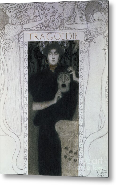 Klimt Metal Print featuring the drawing Tragedy, 1897 by Gustav Klimt