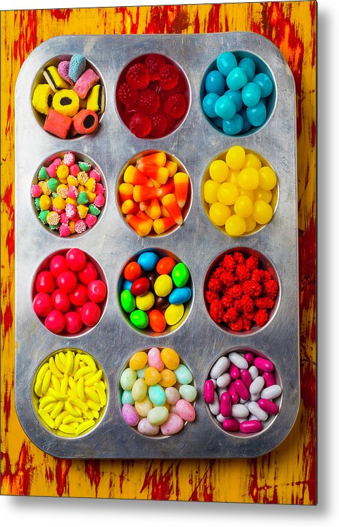 Colorful Metal Print featuring the photograph Tray Full Of Candy by Garry Gay