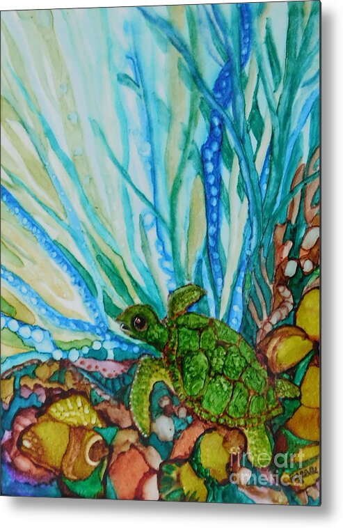 Imaginary Metal Print featuring the painting Turtle Too by Joan Clear
