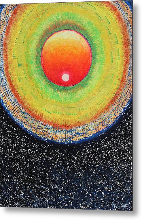Abstract Metal Print featuring the pastel Universal Eye in Red by Norma Duch