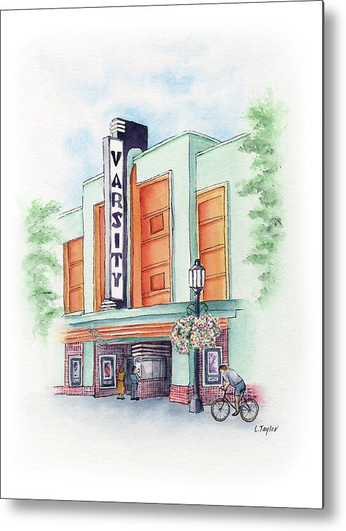 Old Theater Metal Print featuring the painting Varsity on Main by Lori Taylor