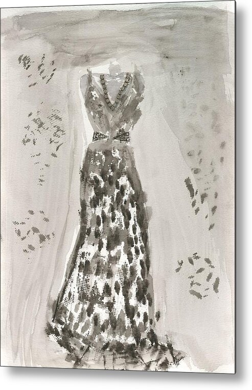 Dress Metal Print featuring the painting Vintage Blk and White by Lauren Serene