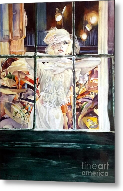 Girl Metal Print featuring the painting Vitrine - New Orleans - USA by Francoise Chauray