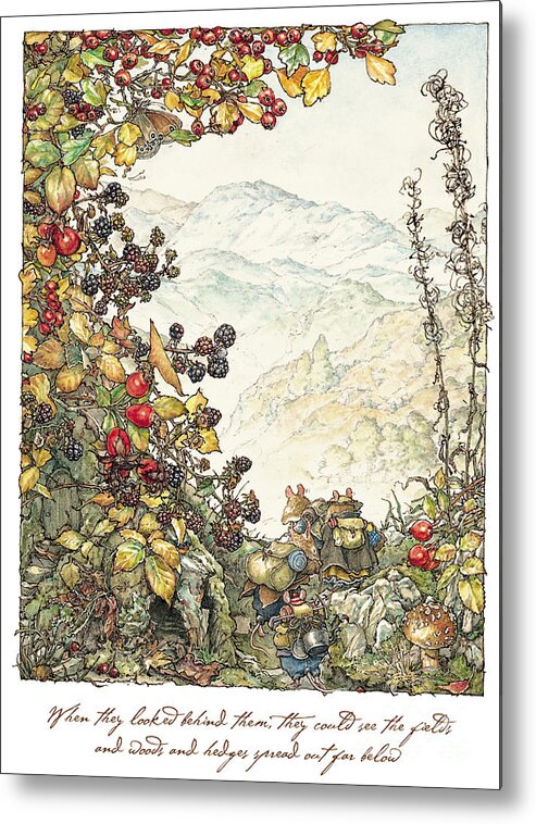 Brambly Hedge Metal Print featuring the drawing Walk to the High Hills by Brambly Hedge