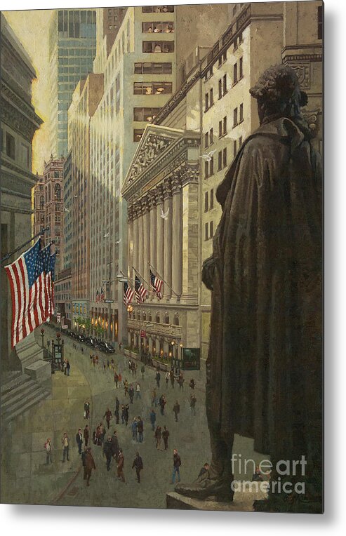 Wall St. Framed Prints Metal Print featuring the painting Wall Street 1 by Gary Kim