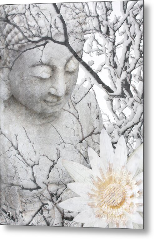 Buddha Metal Print featuring the mixed media Warm Winter's Moment by Christopher Beikmann