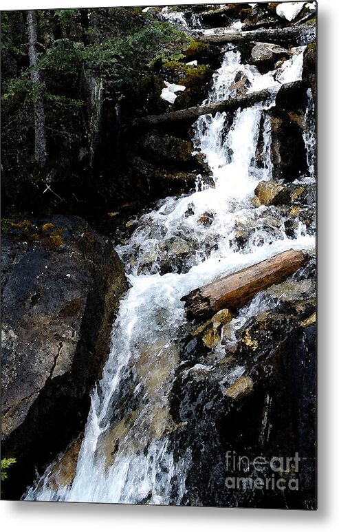#water #stream #nature #fineart #art #images #digital #photography #stream #banffalberta #waterfall #print Metal Print featuring the digital art Water Fall by Jacquelinemari