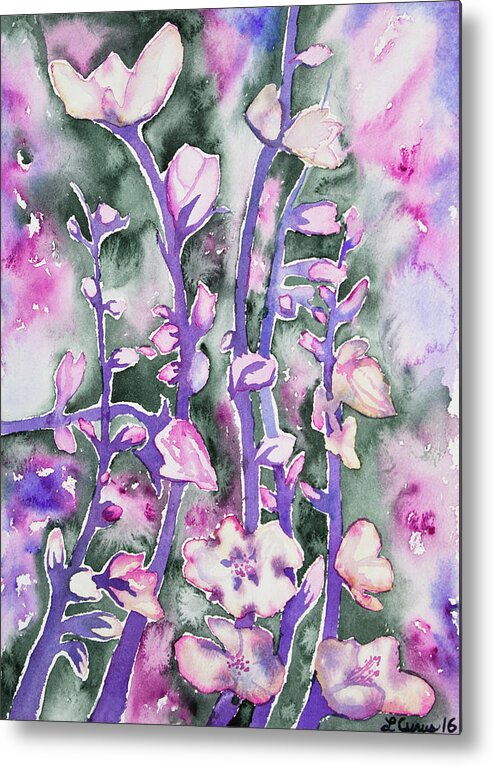 Cherry Metal Print featuring the painting Watercolor - Cherry Blossoms by Cascade Colors