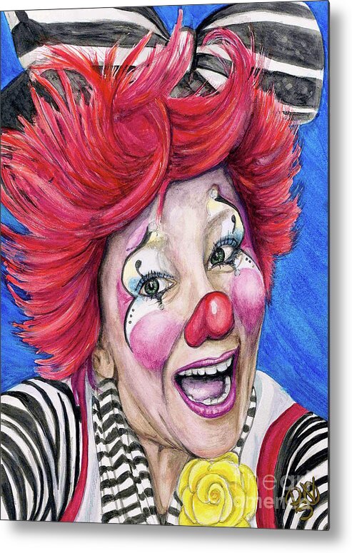 Firekracker Kelly Metal Print featuring the painting Watercolor Clown #24 Kelly Lynn Diehl by Patty Vicknair