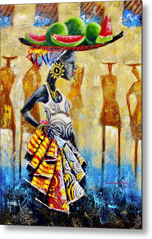 African Art Metal Print featuring the painting Watermelon by Nana