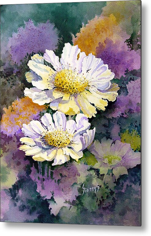 Flower Metal Print featuring the painting White Scabious by Sam Sidders