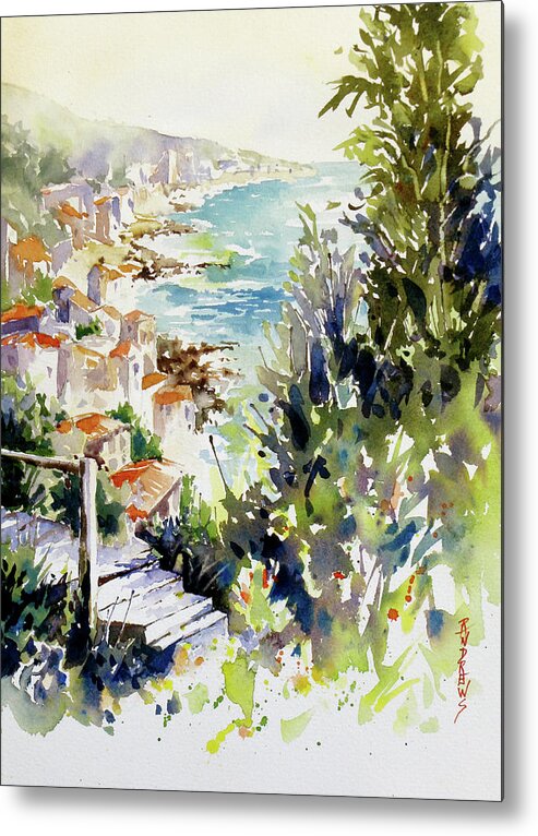 Watercolor Metal Print featuring the painting Whitewashed Vista by Rae Andrews