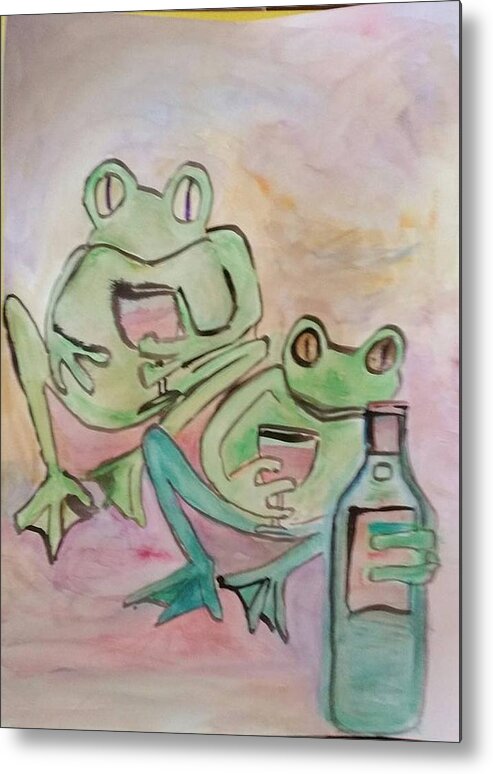 Wine Metal Print featuring the painting Wine Frogs by James Christiansen