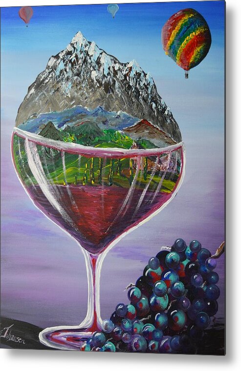 Red Wine Metal Print featuring the painting Wine World by Eric Johansen