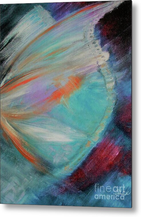 Abstract Metal Print featuring the painting Wings by Tracey Lee Cassin