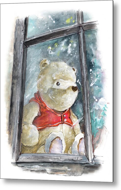 Travel Metal Print featuring the painting Winnie The Pooh In Fowey by Miki De Goodaboom