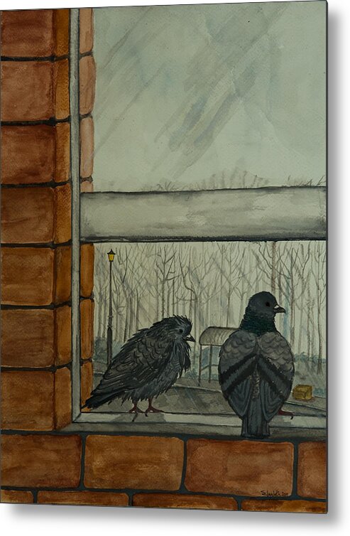 Pigeon Metal Print featuring the painting Winter by Elizabeth Mundaden